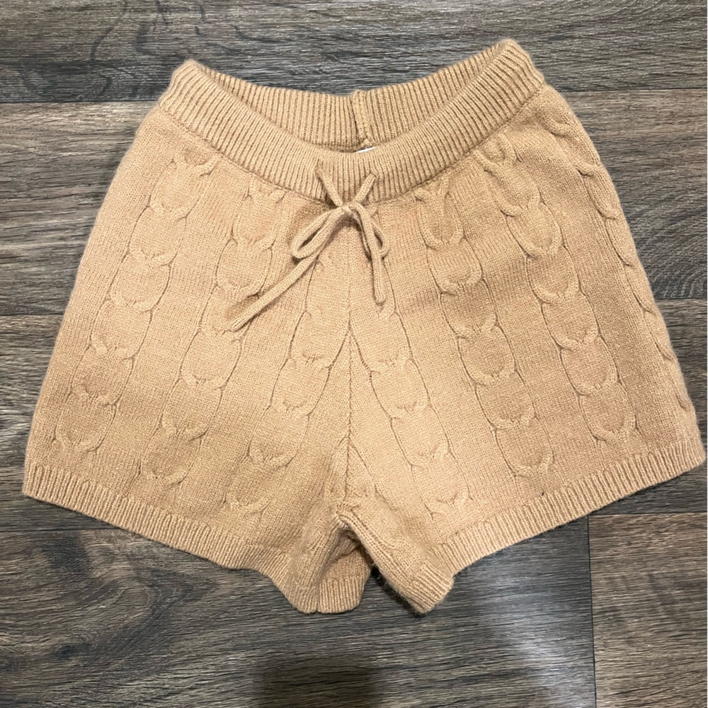 Princess Polly Tan Cable Knit Shorts